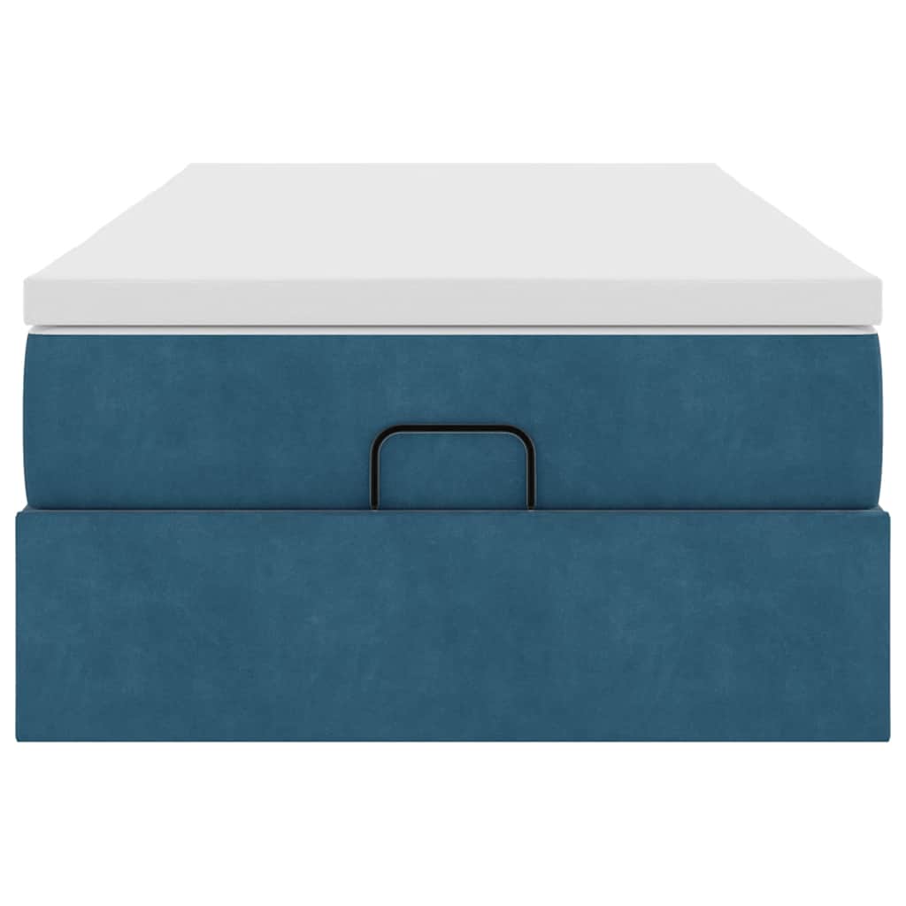 Ottoman bed met matras 90x200cm fluweel donkerblauw is nu te koop bij PeponiXL, paradijselijk wonen!