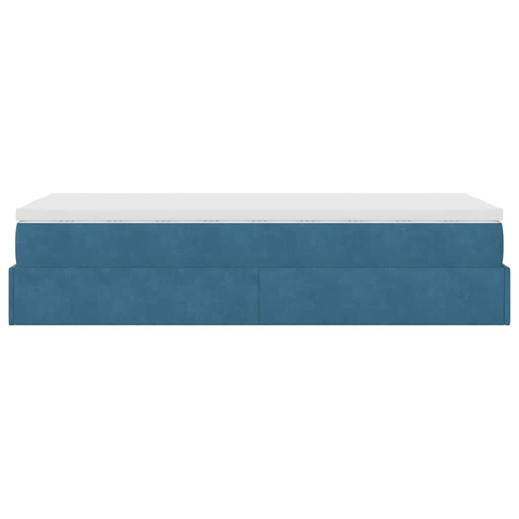 Ottoman bed met matras 90x200cm fluweel donkerblauw is nu te koop bij PeponiXL, paradijselijk wonen!