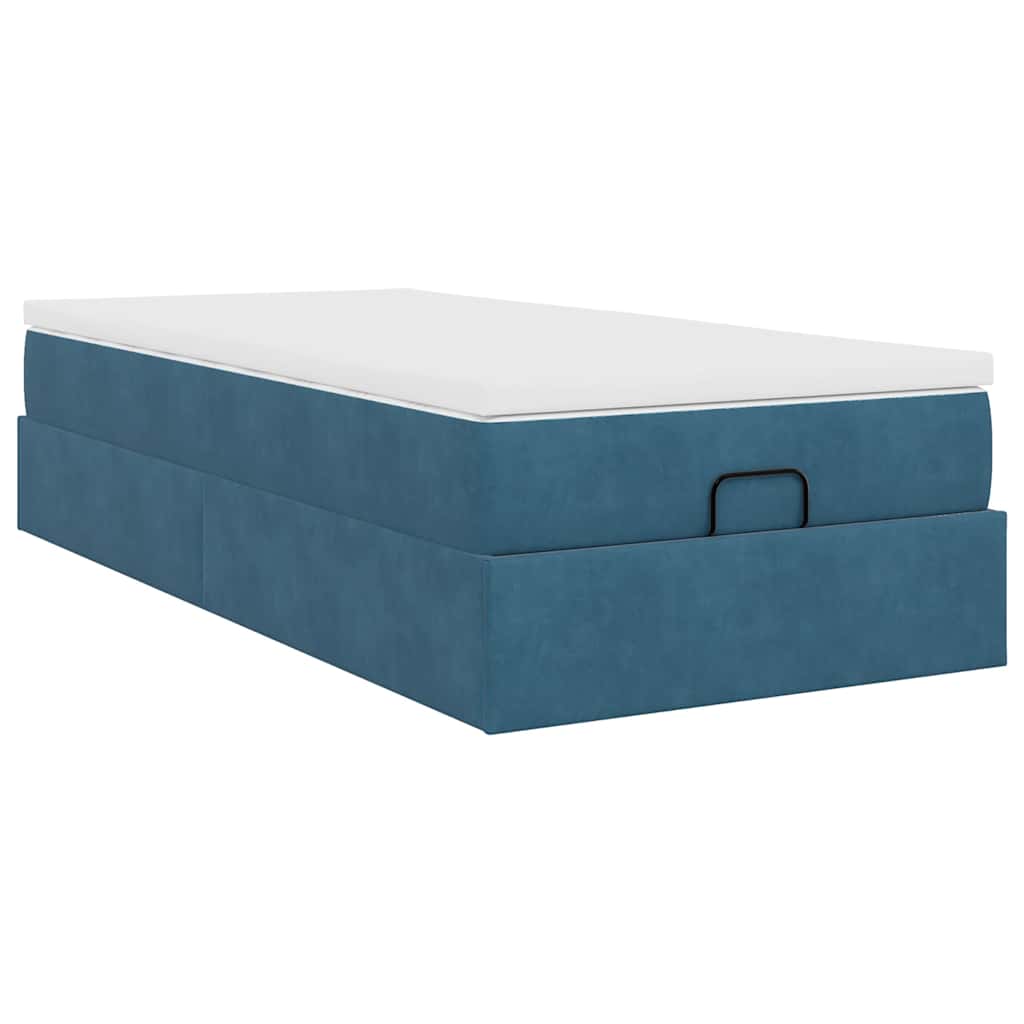 Ottoman bed met matras 90x200cm fluweel donkerblauw is nu te koop bij PeponiXL, paradijselijk wonen!