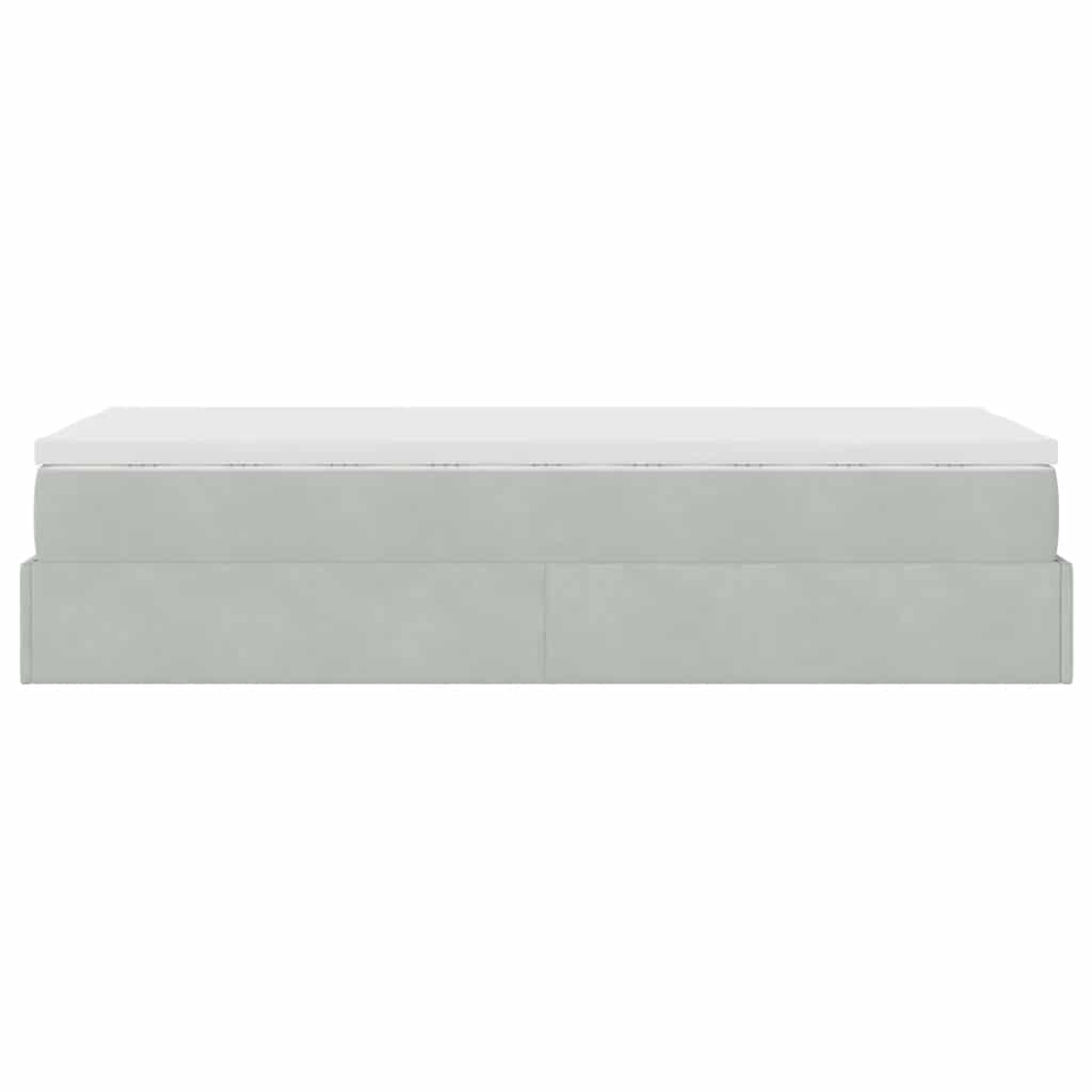 Ottoman bed met matras 100x200 cm fluweel lichtgrijs is nu te koop bij PeponiXL, paradijselijk wonen!