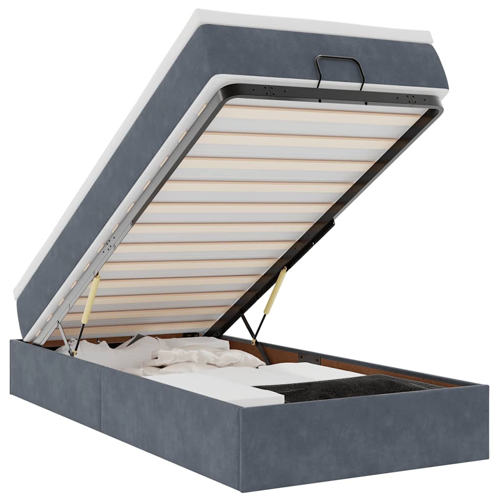 Ottoman bed met matras 100x200 cm fluweel donkergrijs is nu te koop bij PeponiXL, paradijselijk wonen!