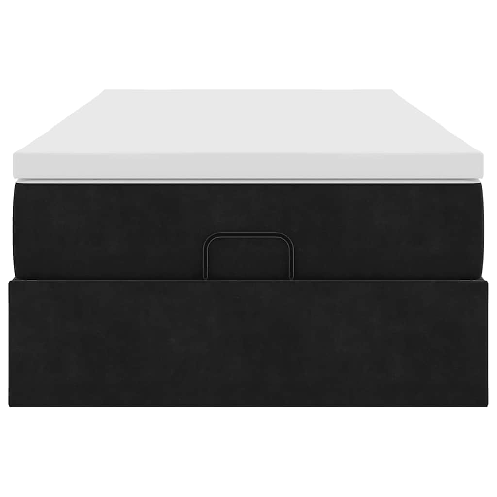 Ottoman bed met matras 100x200 cm fluweel zwart is nu te koop bij PeponiXL, paradijselijk wonen!