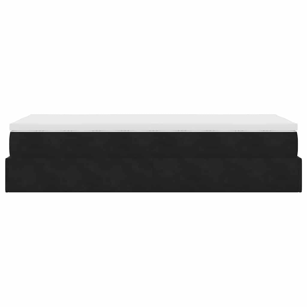 Ottoman bed met matras 100x200 cm fluweel zwart is nu te koop bij PeponiXL, paradijselijk wonen!