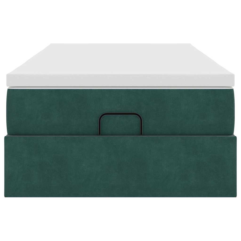 Ottoman bed met matras 100x200 cm fluweel donkergroen is nu te koop bij PeponiXL, paradijselijk wonen!