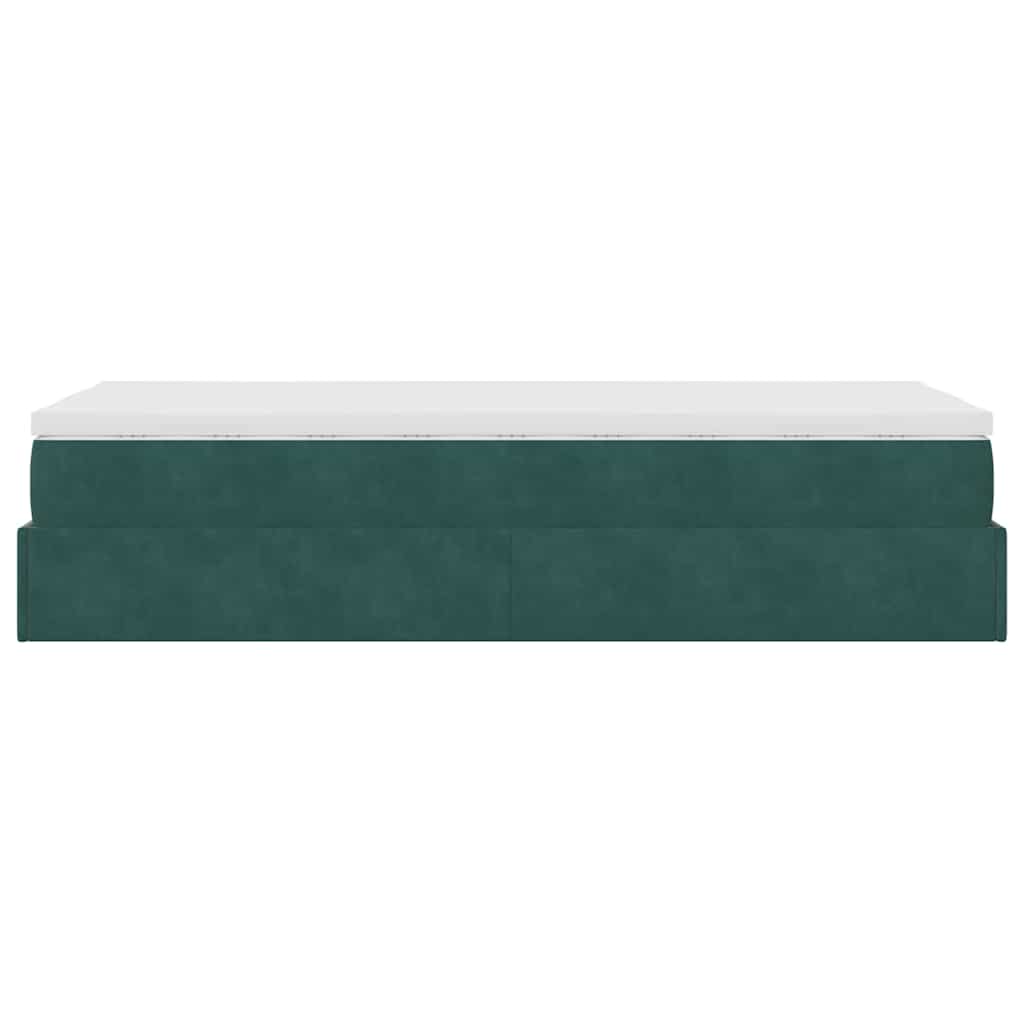 Ottoman bed met matras 100x200 cm fluweel donkergroen is nu te koop bij PeponiXL, paradijselijk wonen!