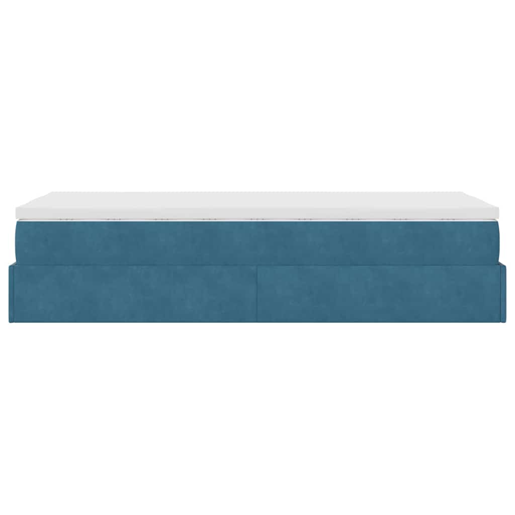 Ottoman bed met matras 100x200 cm fluweel donkerblauw is nu te koop bij PeponiXL, paradijselijk wonen!