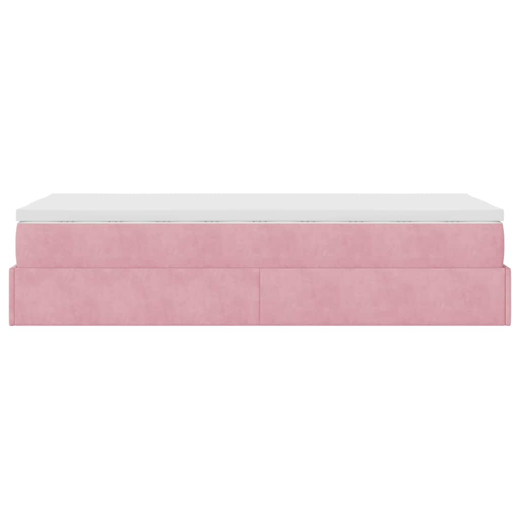 Ottoman bed met matras 100x200 cm fluweel roze is nu te koop bij PeponiXL, paradijselijk wonen!