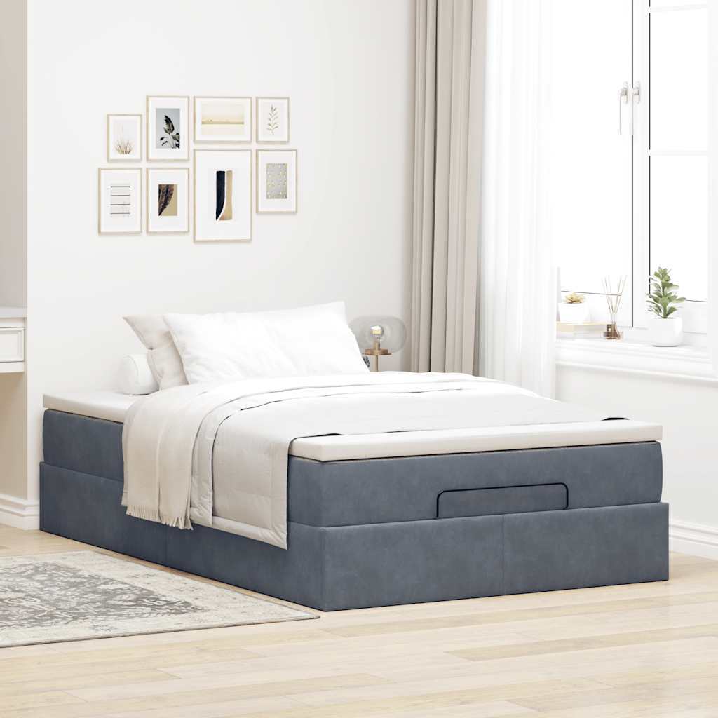 Bed poef met matras 120x190 cm fluweel donkergrijs is nu te koop bij PeponiXL, paradijselijk wonen!