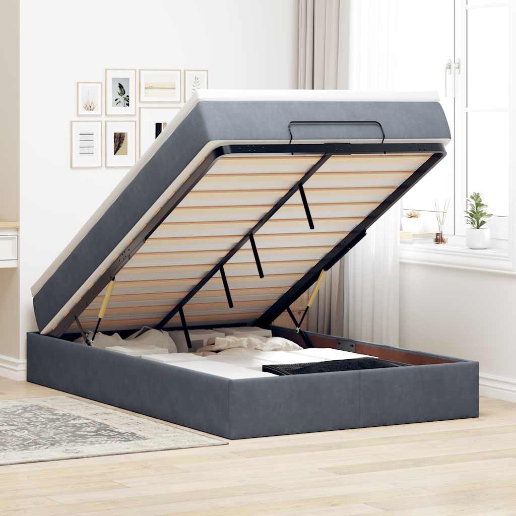 Bed poef met matras 120x190 cm fluweel donkergrijs is nu te koop bij PeponiXL, paradijselijk wonen!