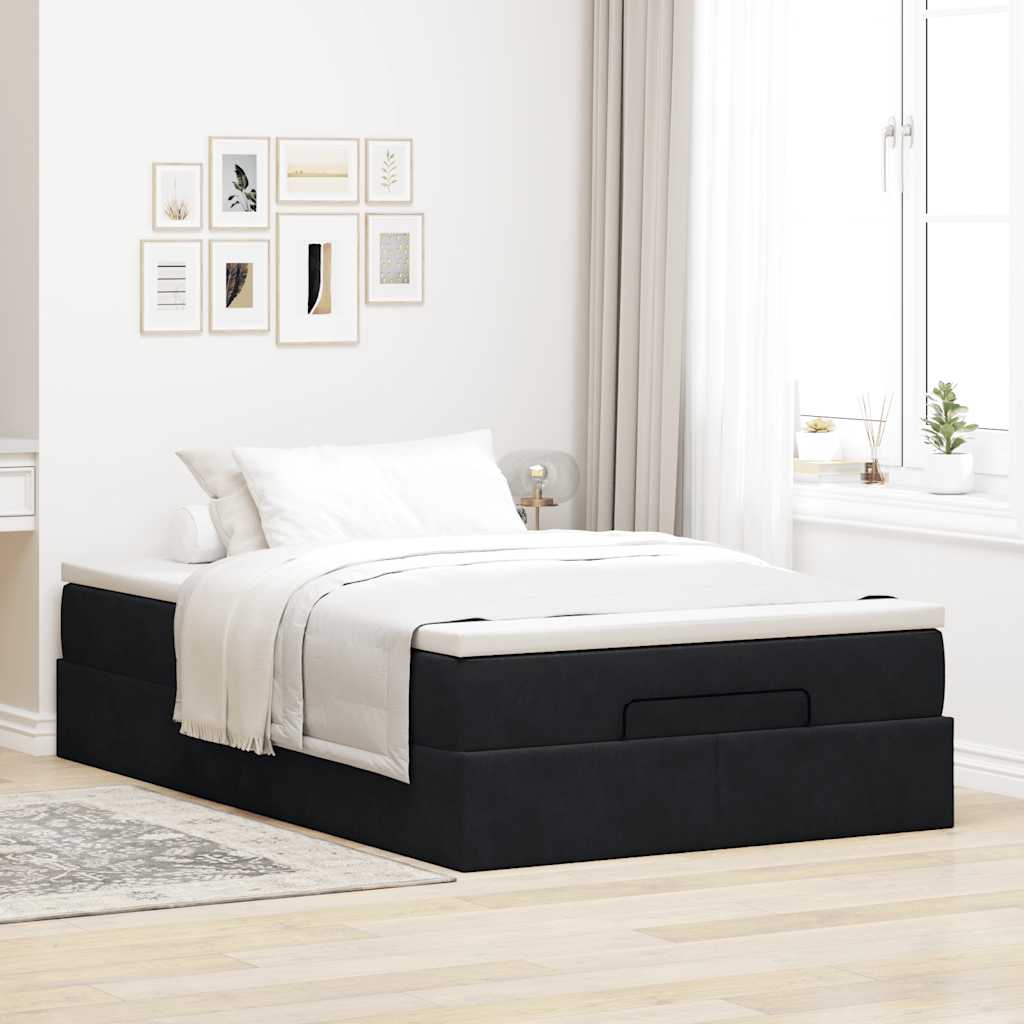 Bed poef met matras 120x190 cm fluweel zwart is nu te koop bij PeponiXL, paradijselijk wonen!