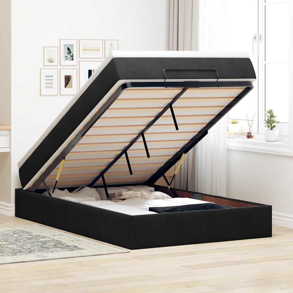 Bed poef met matras 120x190 cm fluweel zwart is nu te koop bij PeponiXL, paradijselijk wonen!