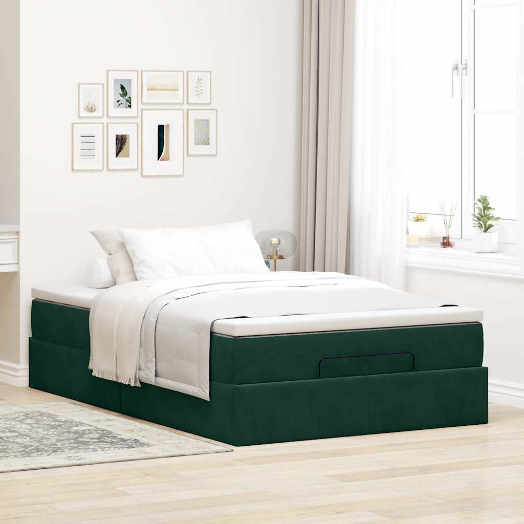 Bed poef met matras 120x190 cm fluweel donkergroen is nu te koop bij PeponiXL, paradijselijk wonen!