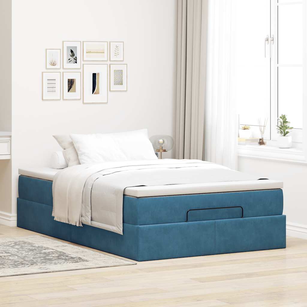 Bed poef met matras 120x190 cm fluweel donkerblauw is nu te koop bij PeponiXL, paradijselijk wonen!