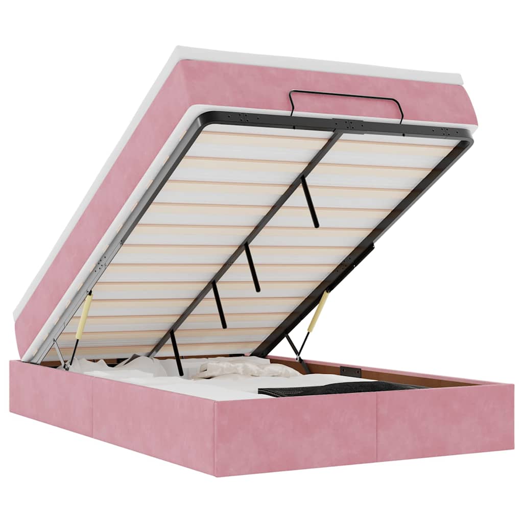 Bed poef met matras 120x190 cm fluweel roze is nu te koop bij PeponiXL, paradijselijk wonen!