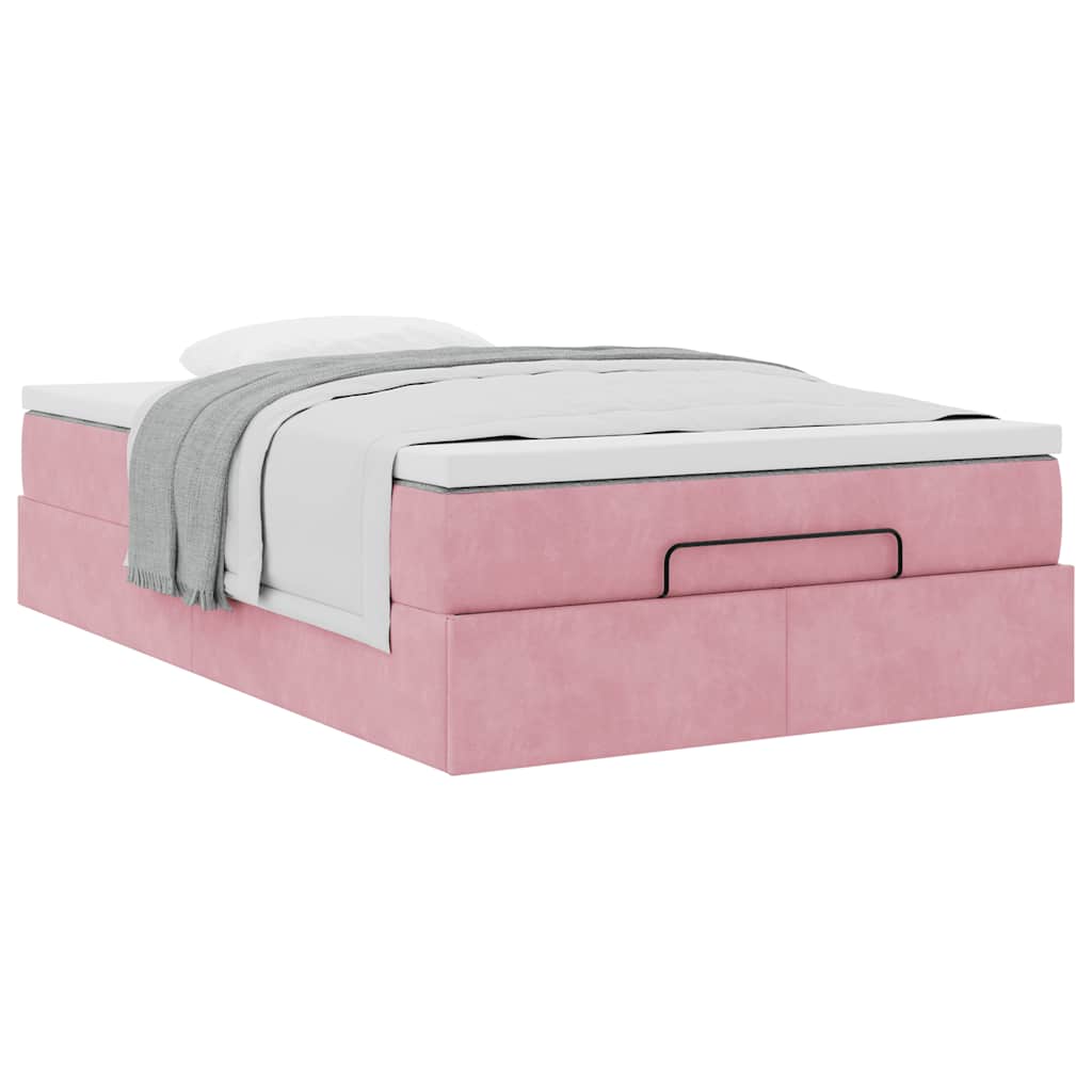 Bed poef met matras 120x190 cm fluweel roze is nu te koop bij PeponiXL, paradijselijk wonen!