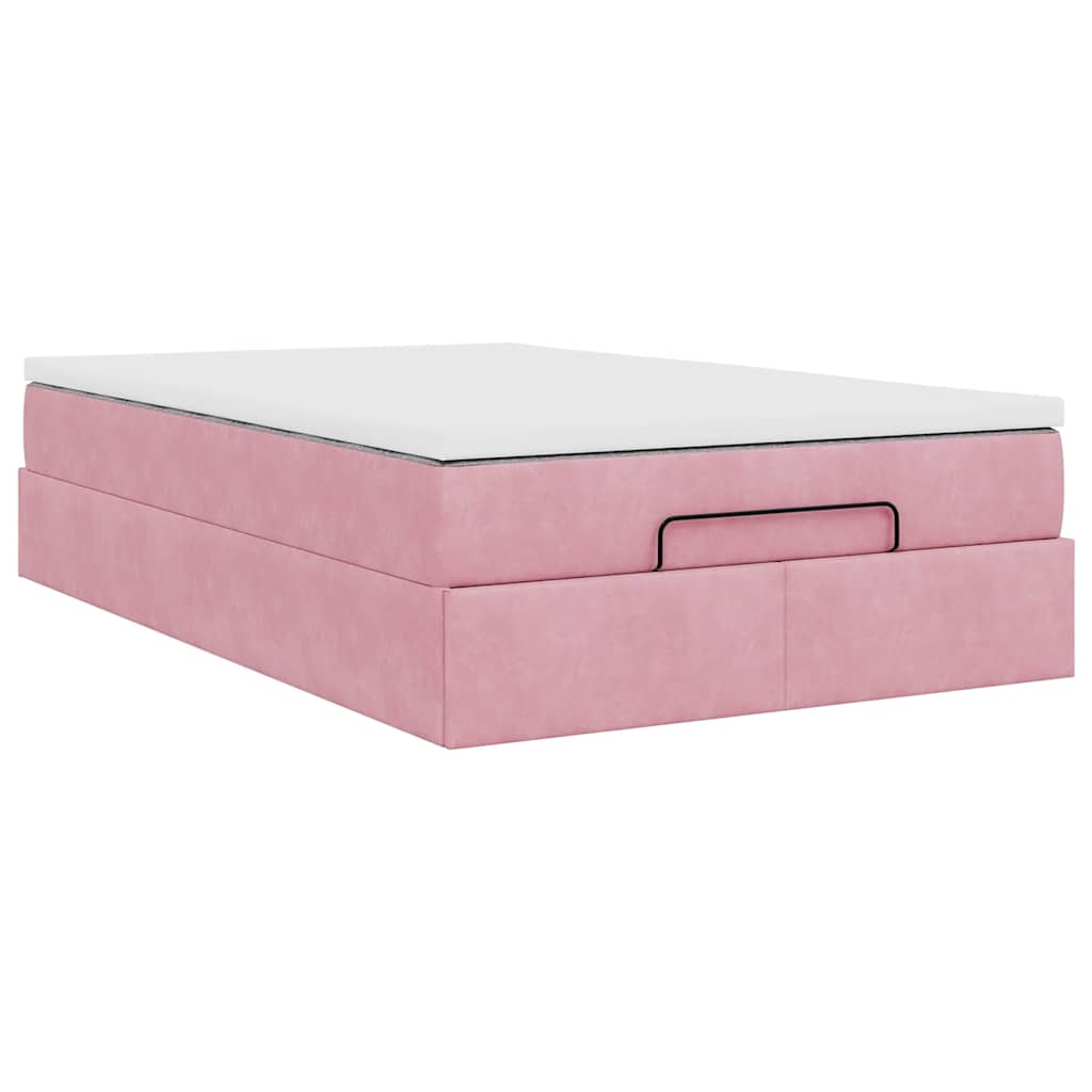 Bed poef met matras 120x190 cm fluweel roze is nu te koop bij PeponiXL, paradijselijk wonen!