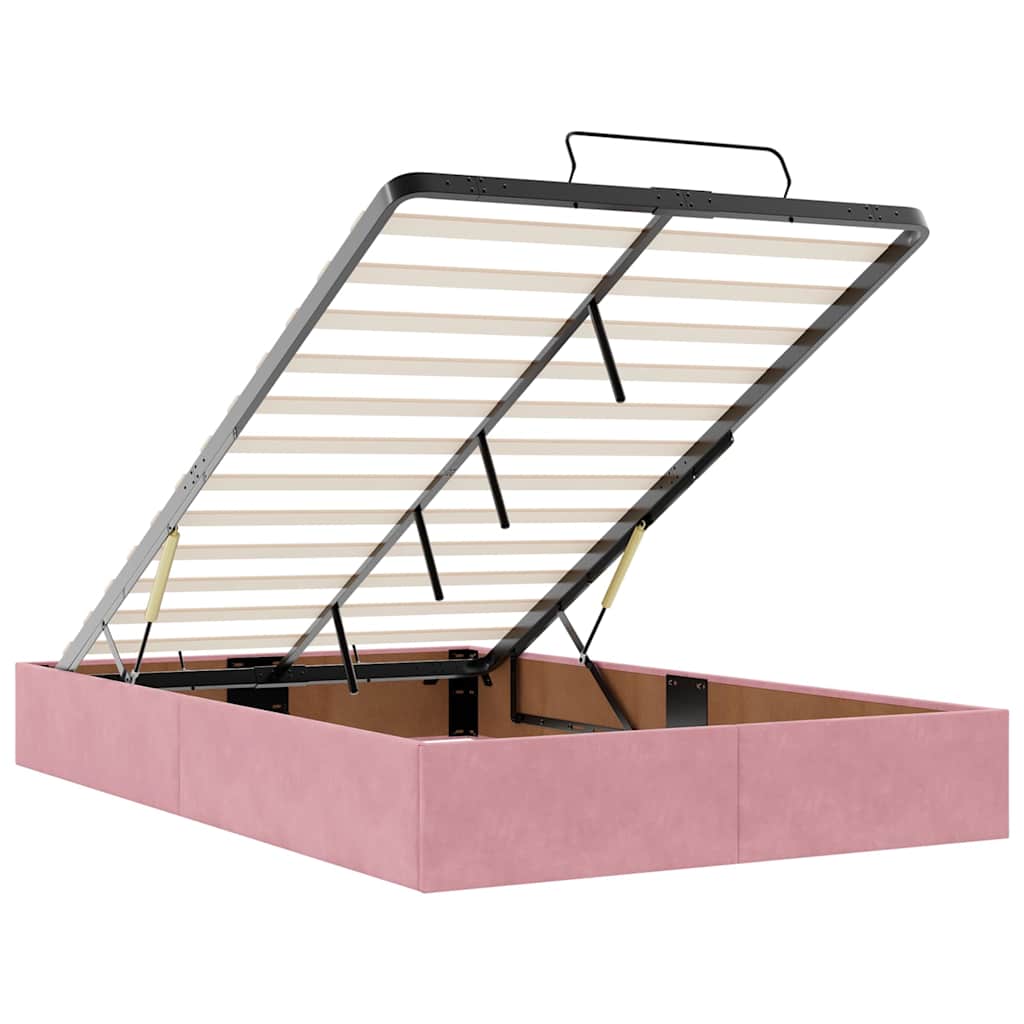 Bed poef met matras 120x190 cm fluweel roze is nu te koop bij PeponiXL, paradijselijk wonen!