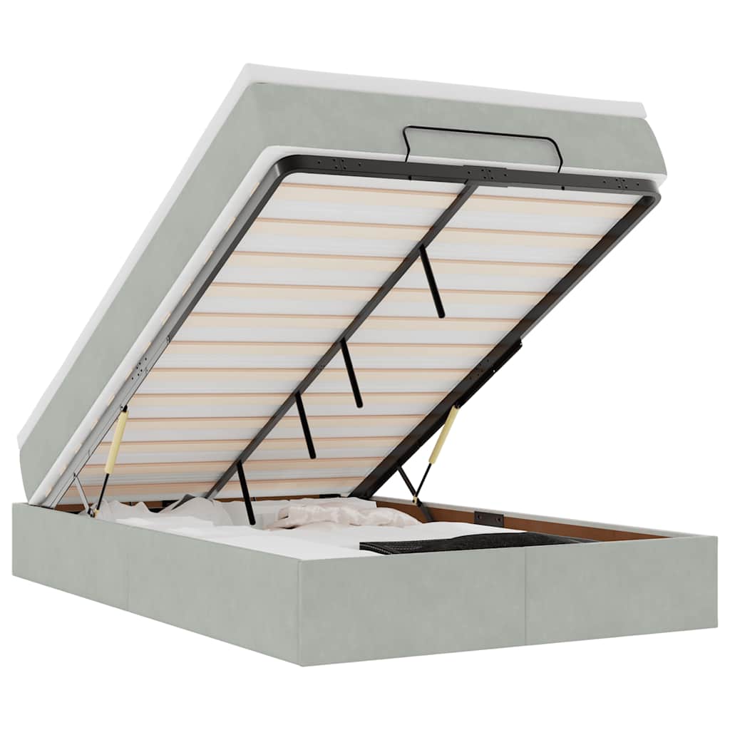 Ottoman bed met matras 120x200 cm fluweel lichtgrijs is nu te koop bij PeponiXL, paradijselijk wonen!