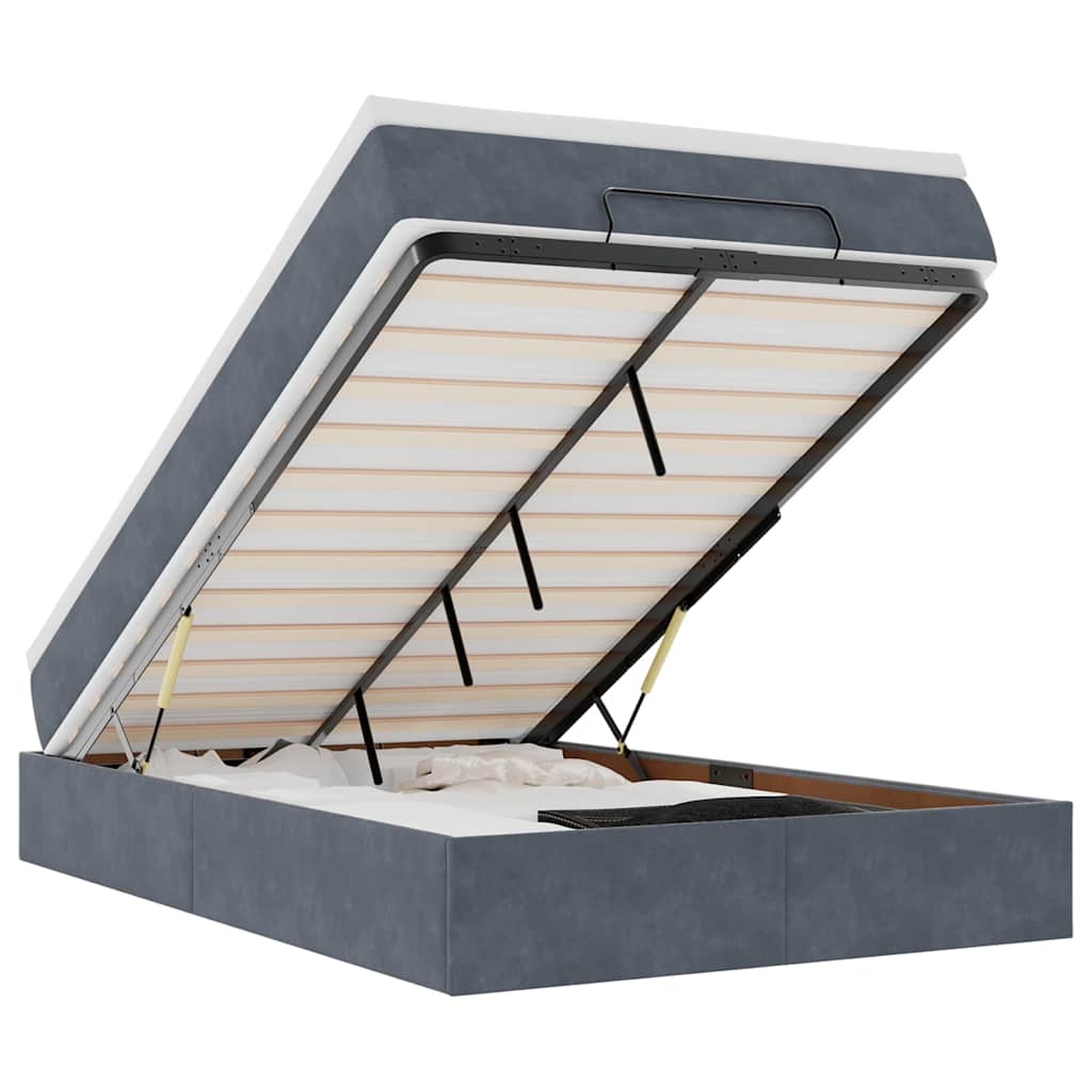 Ottoman bed met matras 120x200cm fluweel donkergrijs is nu te koop bij PeponiXL, paradijselijk wonen!