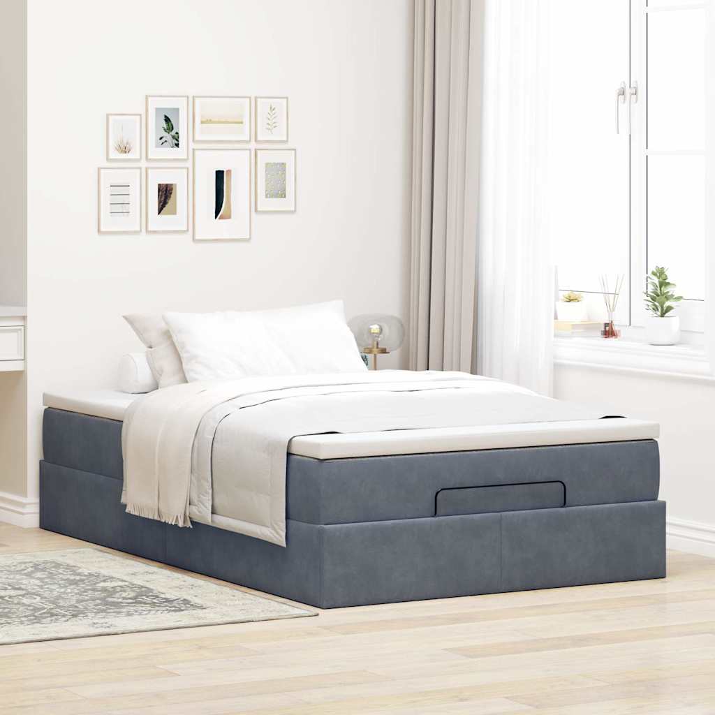 Ottoman bed met matras 120x200cm fluweel donkergrijs is nu te koop bij PeponiXL, paradijselijk wonen!