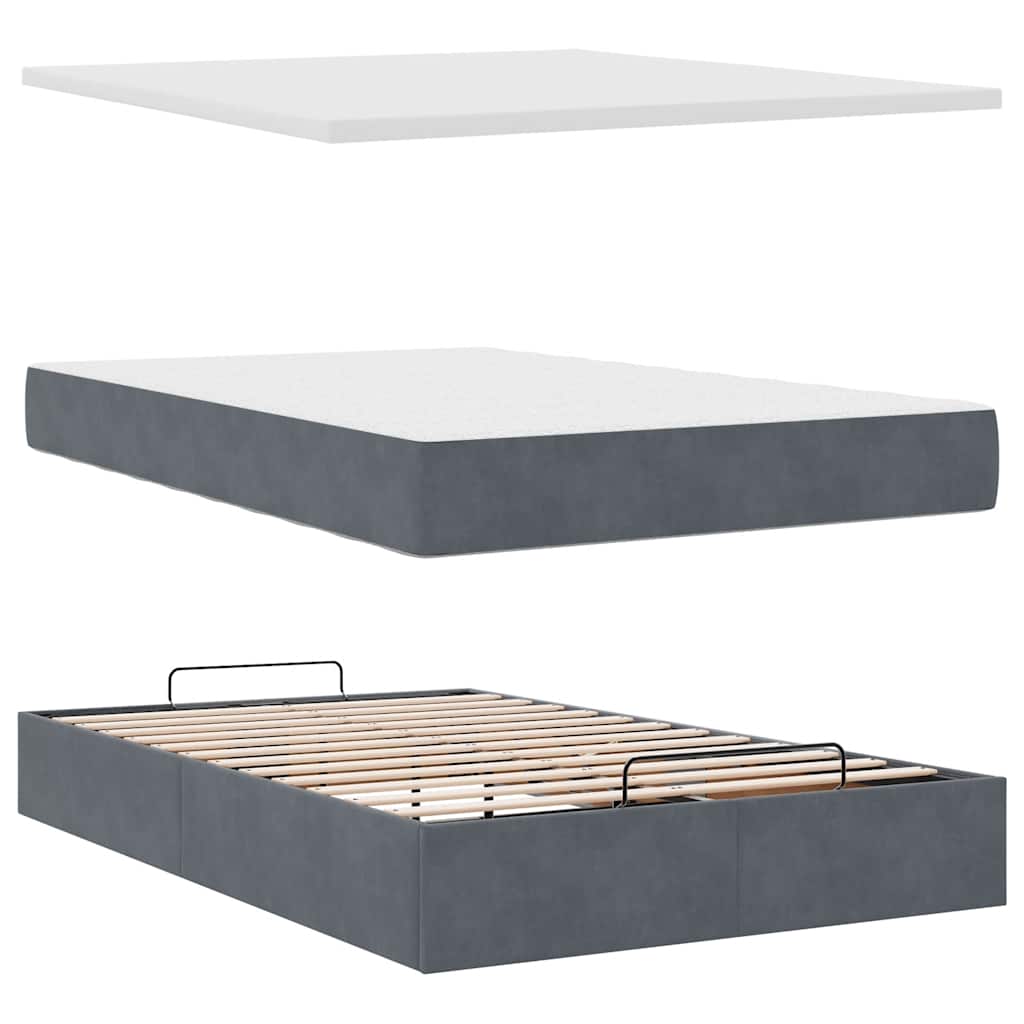 Ottoman bed met matras 120x200cm fluweel donkergrijs is nu te koop bij PeponiXL, paradijselijk wonen!