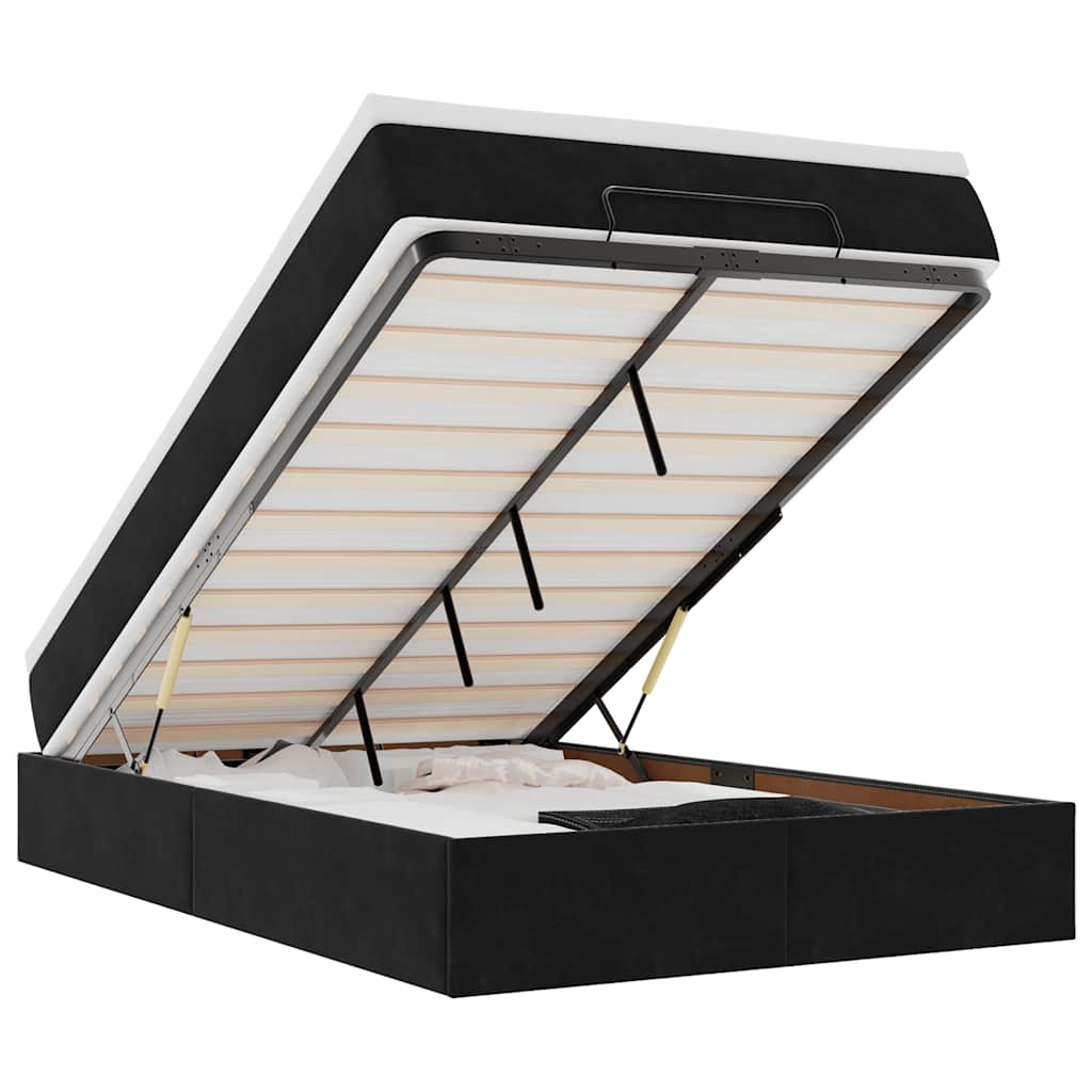 Ottoman bed met matras 120x200cm fluweel zwart is nu te koop bij PeponiXL, paradijselijk wonen!
