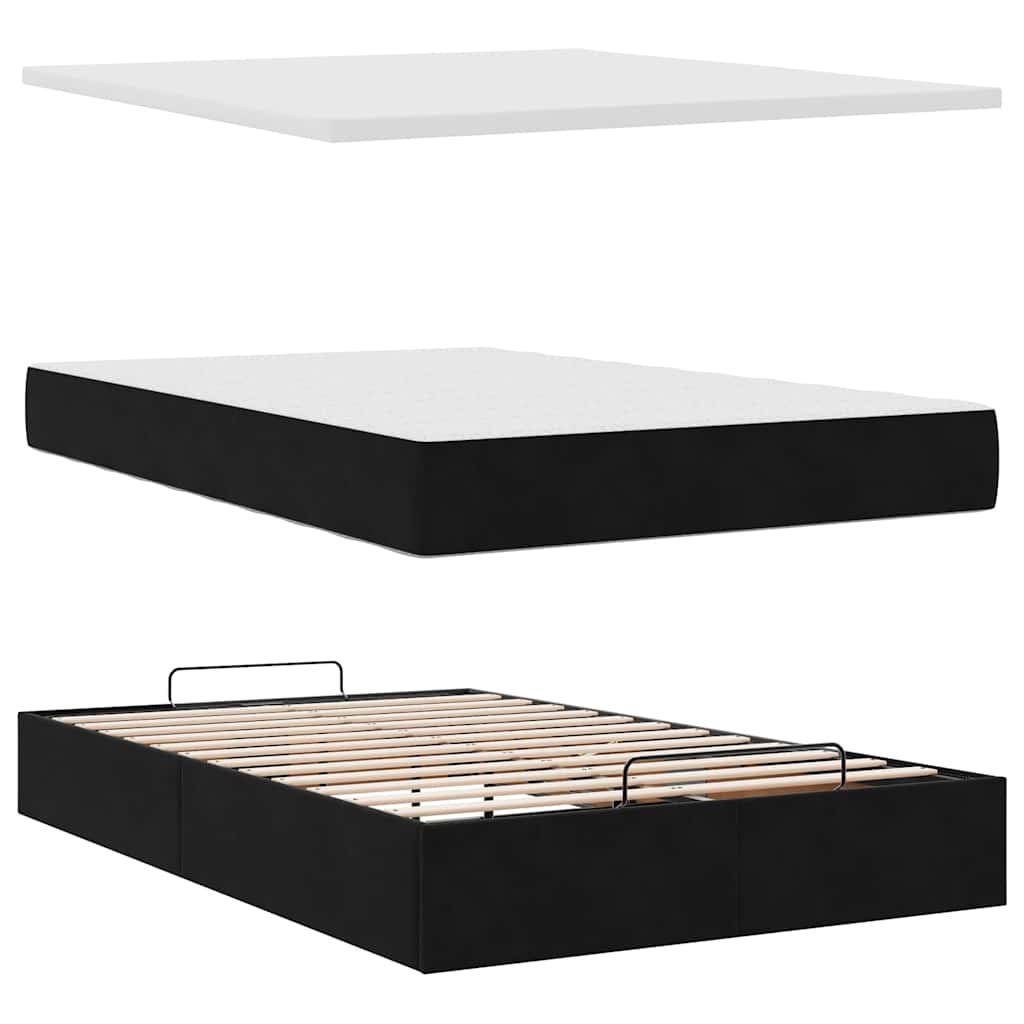 Ottoman bed met matras 120x200cm fluweel zwart is nu te koop bij PeponiXL, paradijselijk wonen!