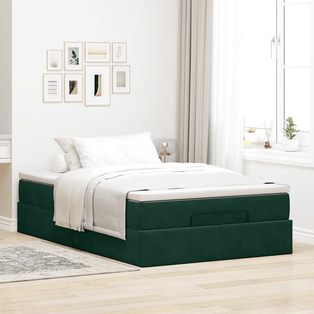 Ottoman bed met matras 120x200cm fluweel donkergroen is nu te koop bij PeponiXL, paradijselijk wonen!