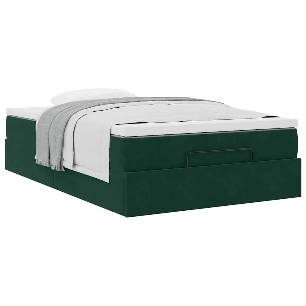 Ottoman bed met matras 120x200cm fluweel donkergroen is nu te koop bij PeponiXL, paradijselijk wonen!