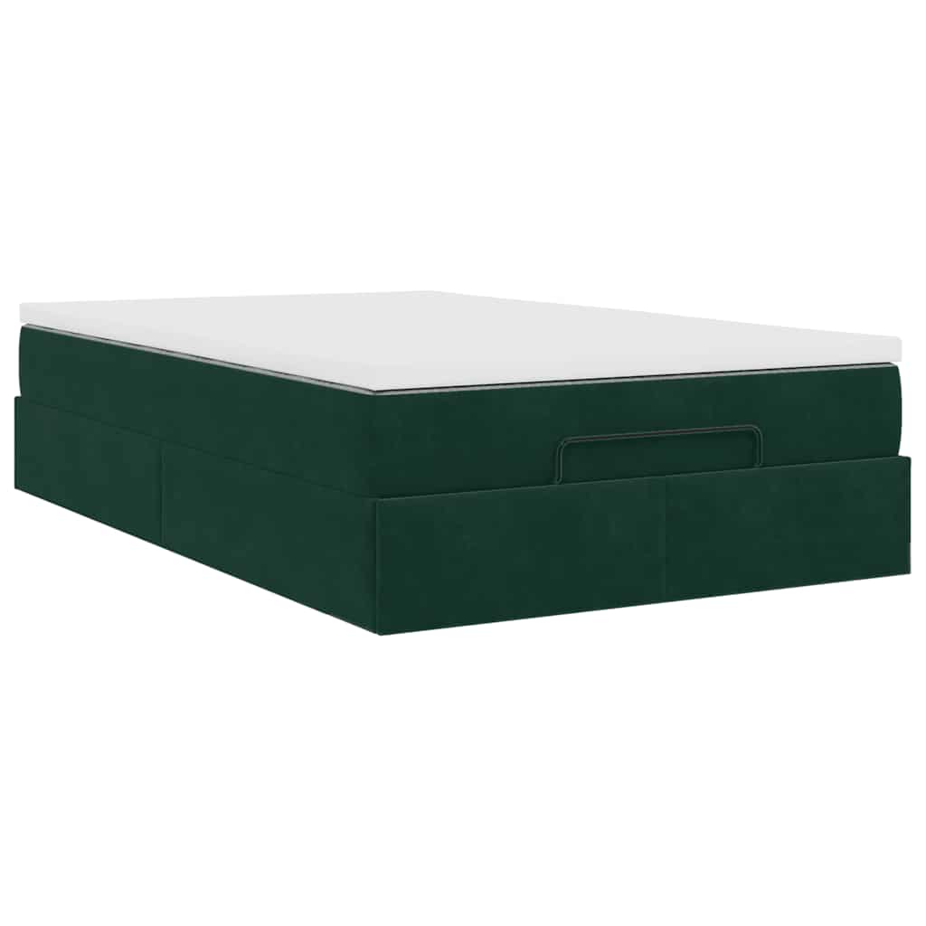 Ottoman bed met matras 120x200cm fluweel donkergroen is nu te koop bij PeponiXL, paradijselijk wonen!