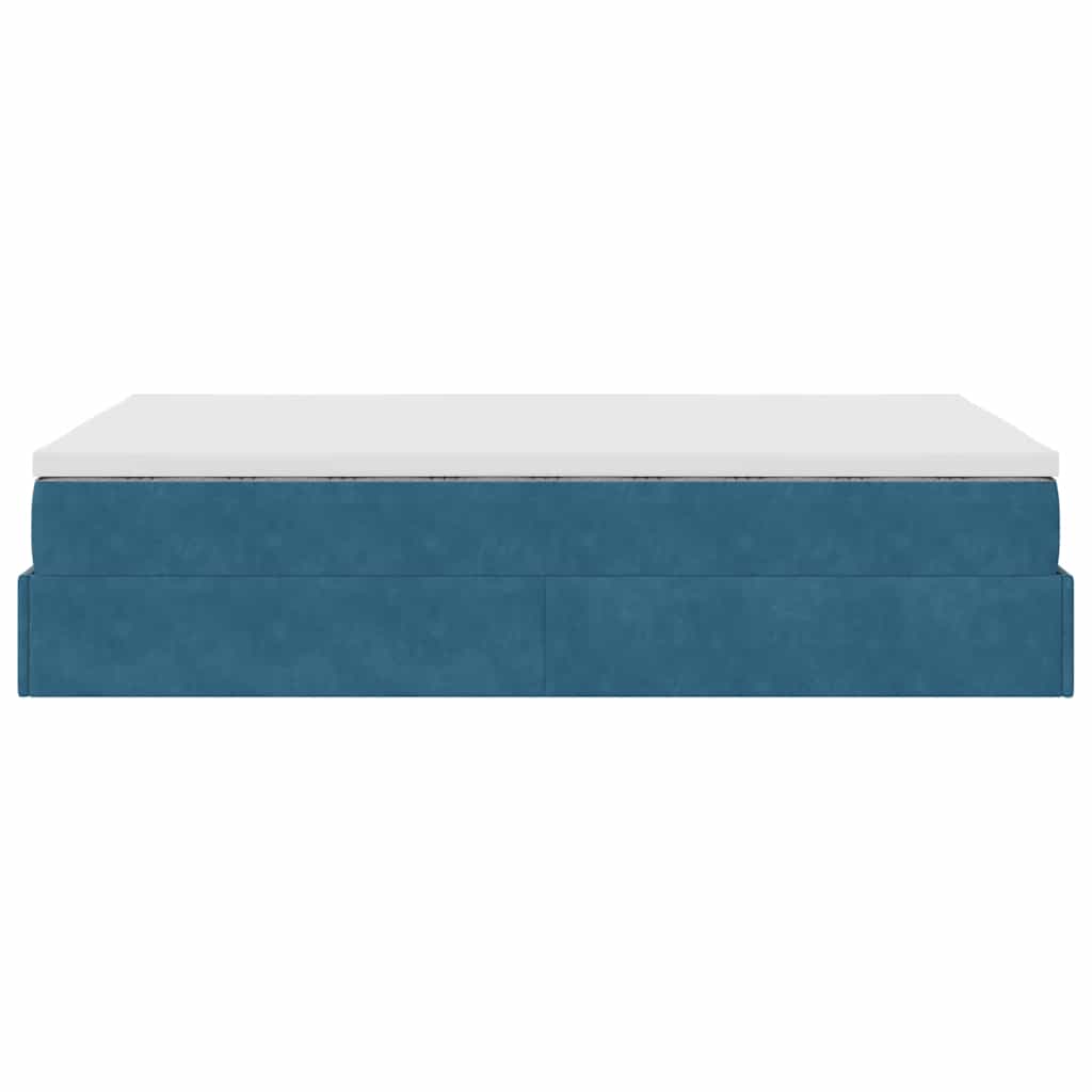 Ottoman bed met matras 120x200cm fluweel donkerblauw is nu te koop bij PeponiXL, paradijselijk wonen!