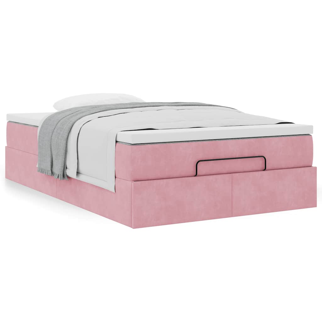 Ottoman bed met matras 120x200cm fluweel roze is nu te koop bij PeponiXL, paradijselijk wonen!