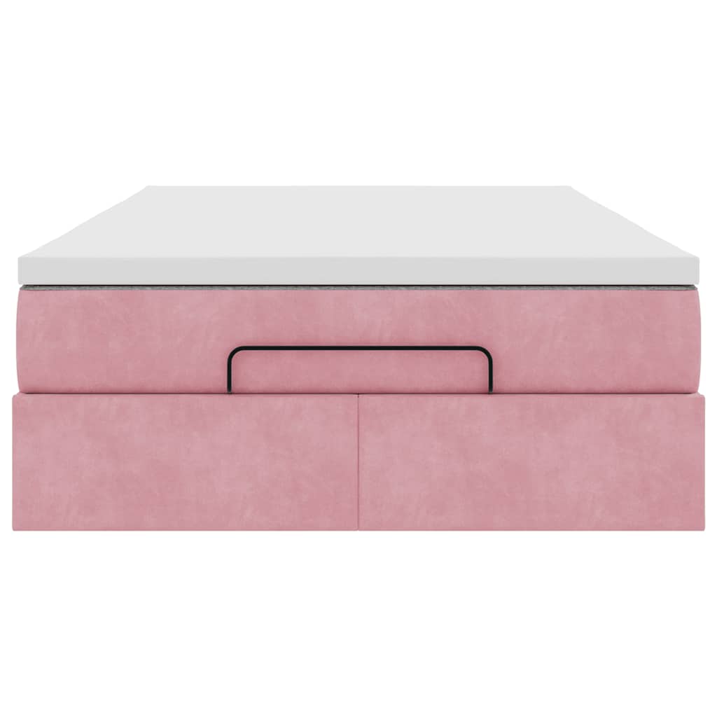 Ottoman bed met matras 120x200cm fluweel roze is nu te koop bij PeponiXL, paradijselijk wonen!