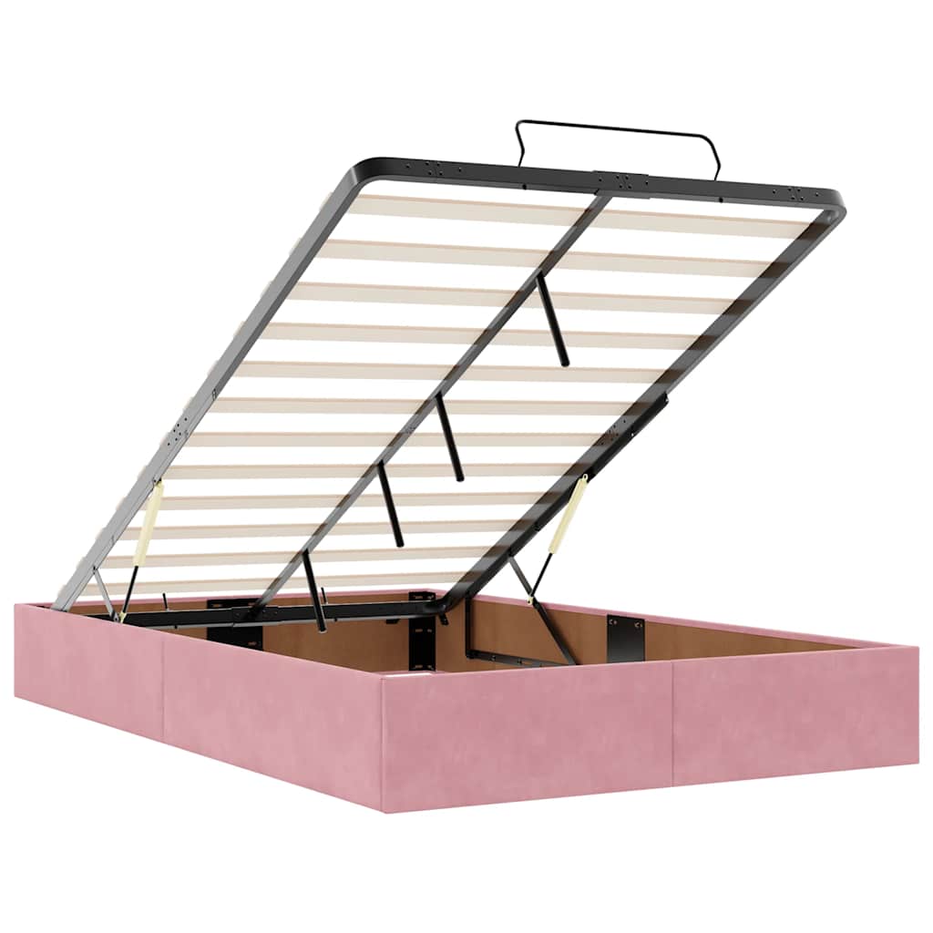 Ottoman bed met matras 120x200cm fluweel roze is nu te koop bij PeponiXL, paradijselijk wonen!
