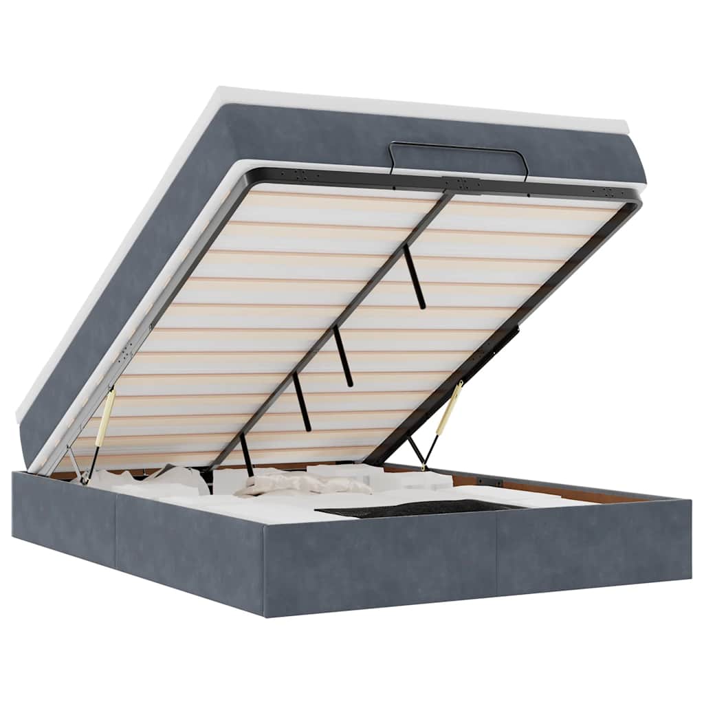 Ottoman bed met matras 140x190cm fluweel donkergrijs is nu te koop bij PeponiXL, paradijselijk wonen!