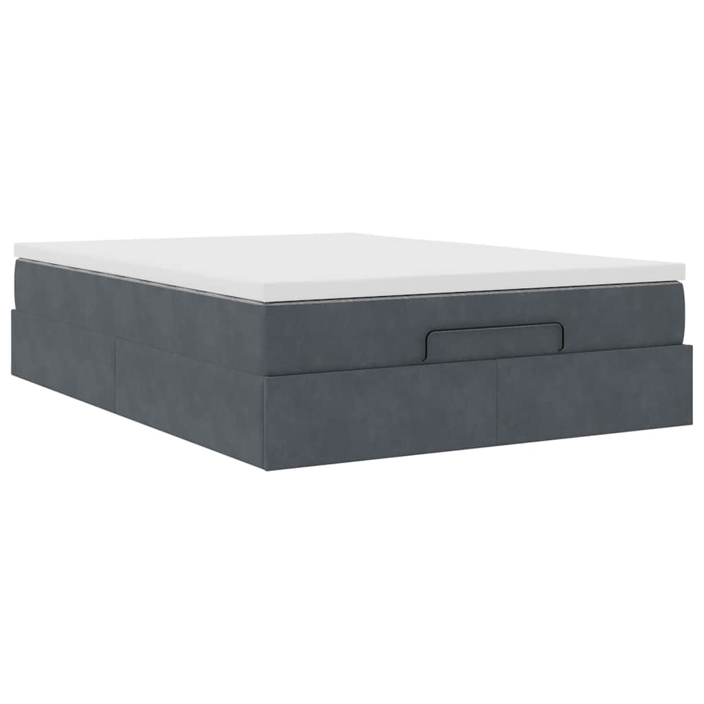 Ottoman bed met matras 140x190cm fluweel donkergrijs is nu te koop bij PeponiXL, paradijselijk wonen!