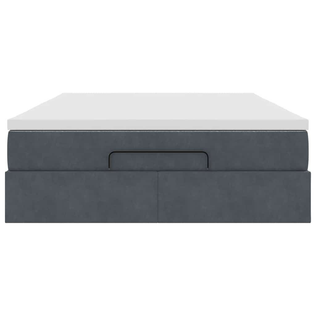 Ottoman bed met matras 140x190cm fluweel donkergrijs is nu te koop bij PeponiXL, paradijselijk wonen!