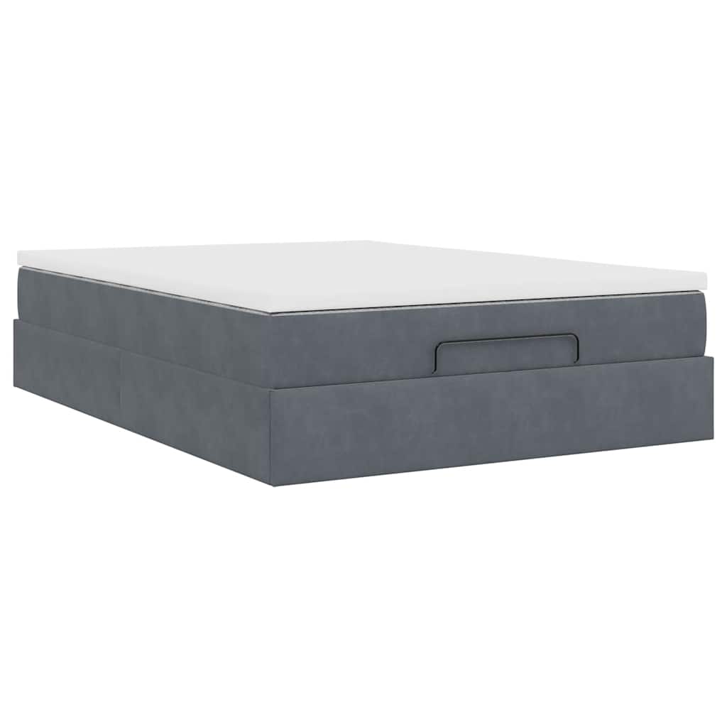 Ottoman bed met matras 140x190cm fluweel donkergrijs is nu te koop bij PeponiXL, paradijselijk wonen!