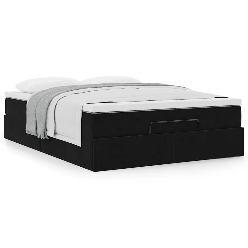 Ottoman bed met matras 140x190cm fluweel zwart is nu te koop bij PeponiXL, paradijselijk wonen!