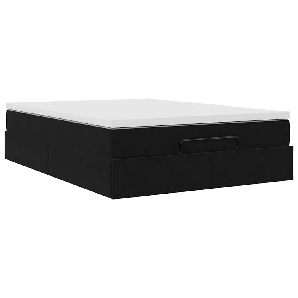 Ottoman bed met matras 140x190cm fluweel zwart is nu te koop bij PeponiXL, paradijselijk wonen!