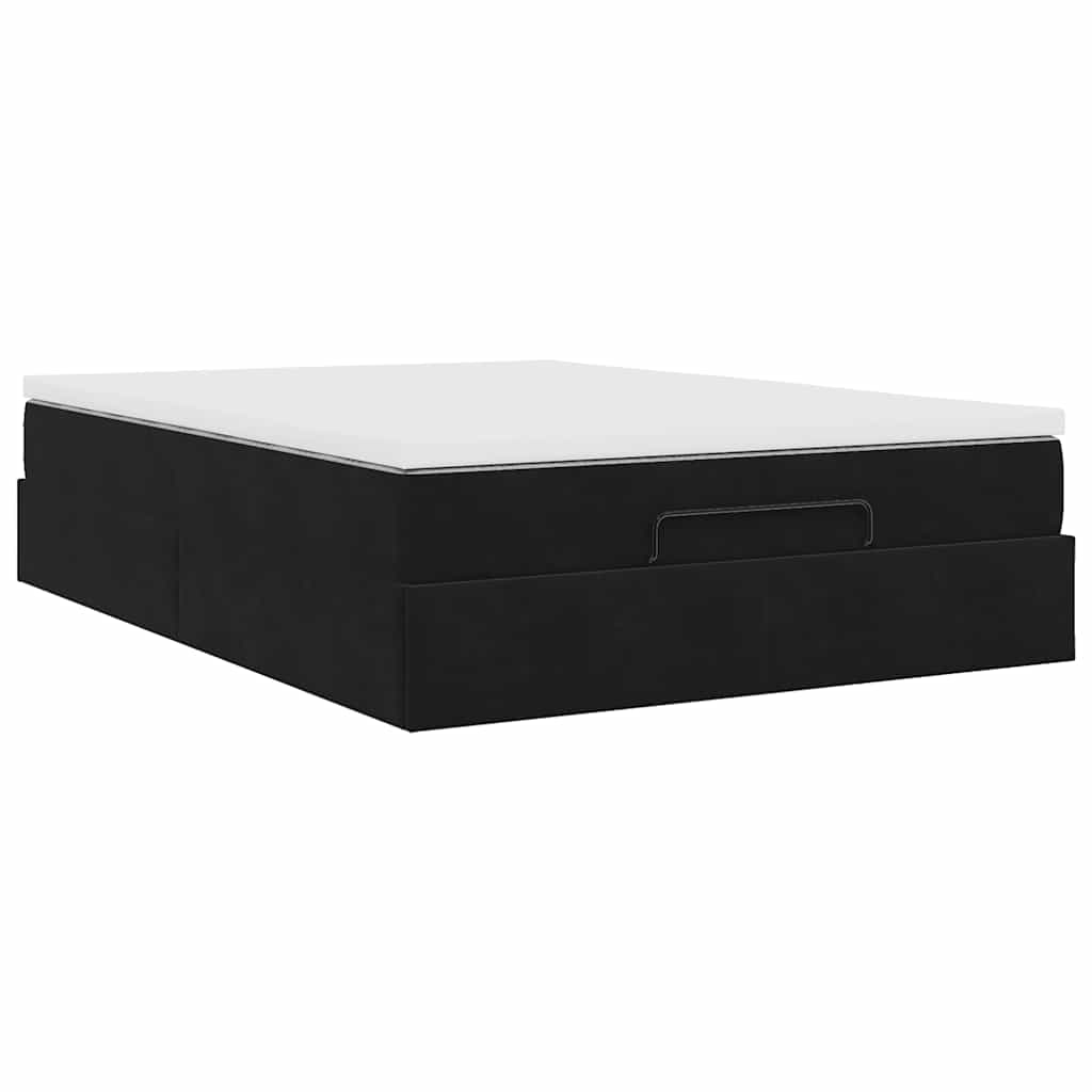 Ottoman bed met matras 140x190cm fluweel zwart is nu te koop bij PeponiXL, paradijselijk wonen!