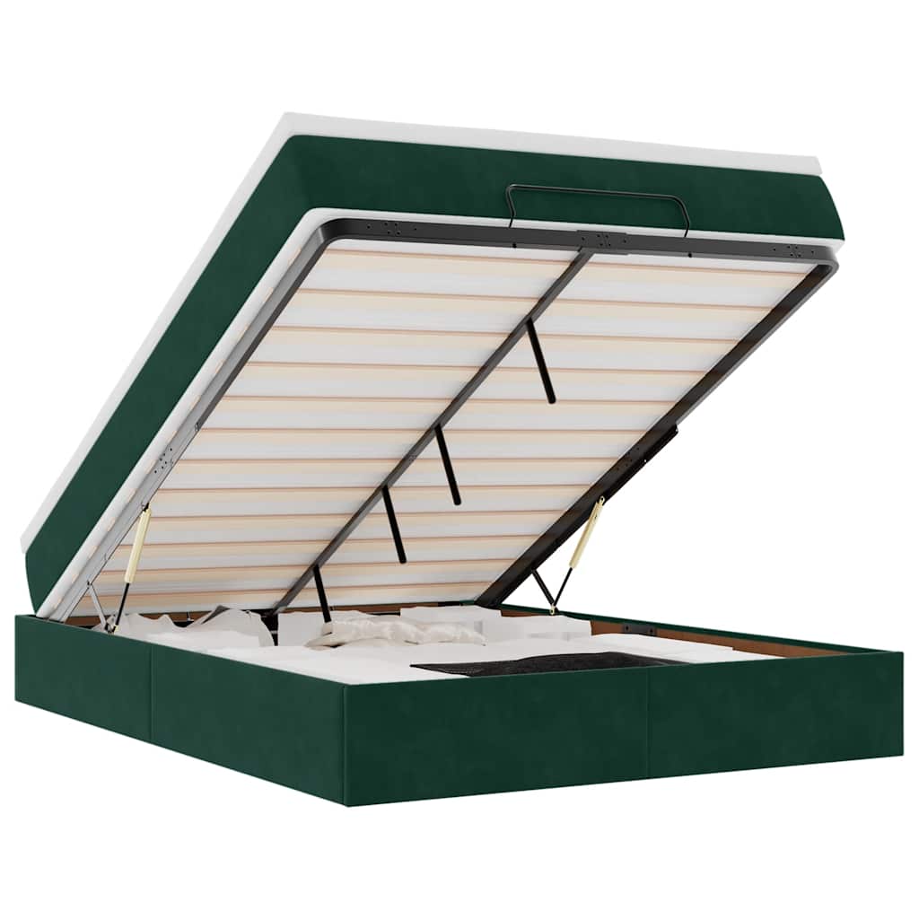 Ottoman bed met matras 140x190cm fluweel donkergroen is nu te koop bij PeponiXL, paradijselijk wonen!