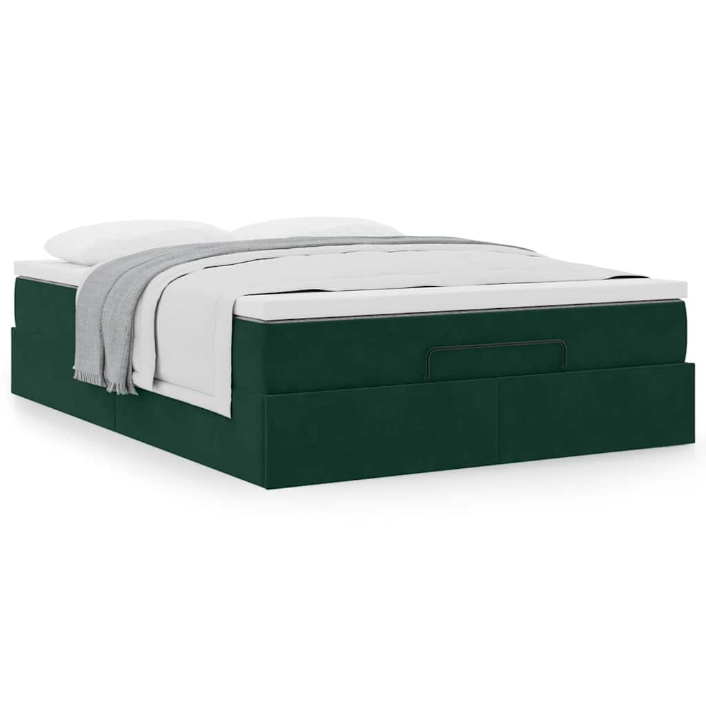 Ottoman bed met matras 140x190cm fluweel donkergroen is nu te koop bij PeponiXL, paradijselijk wonen!