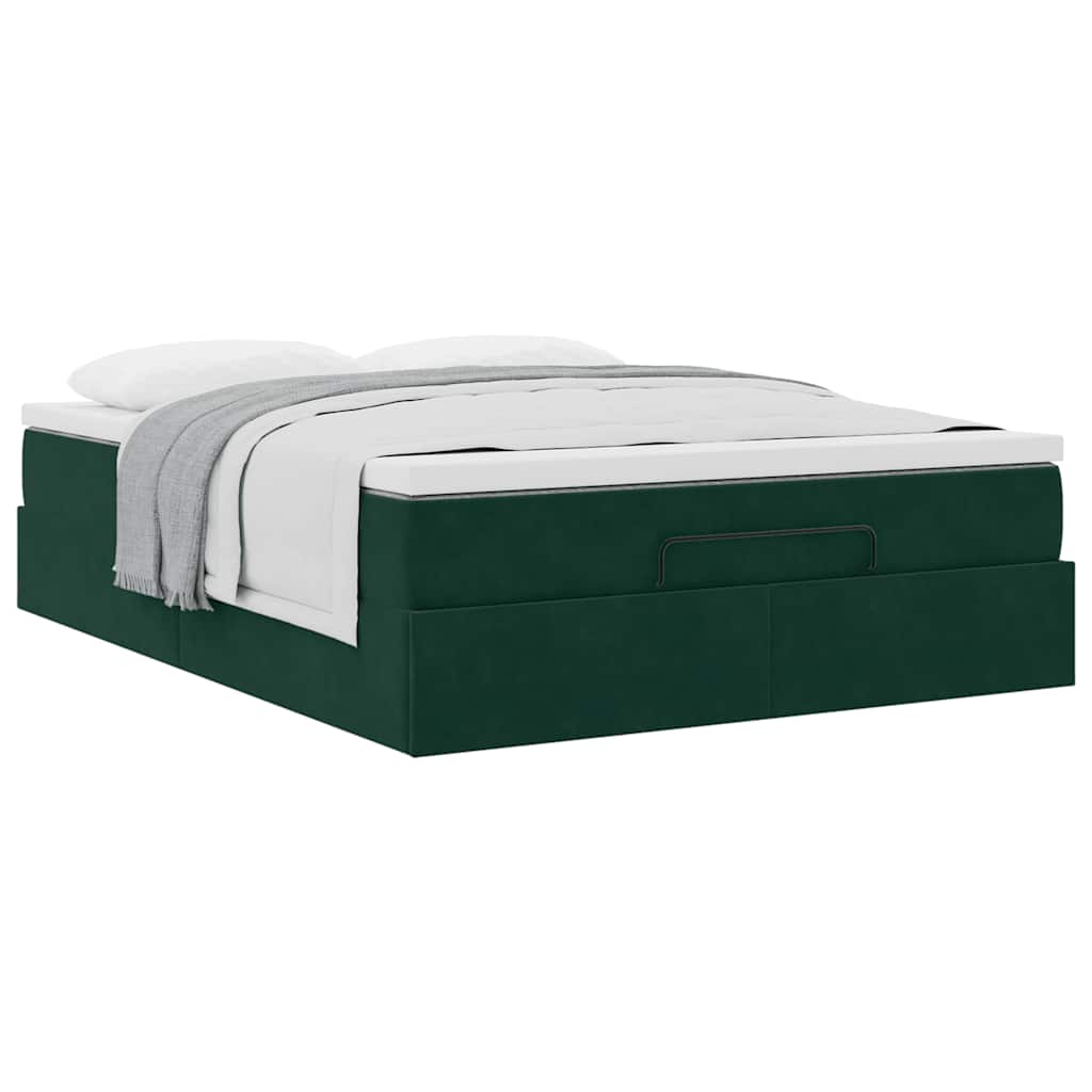 Ottoman bed met matras 140x190cm fluweel donkergroen is nu te koop bij PeponiXL, paradijselijk wonen!