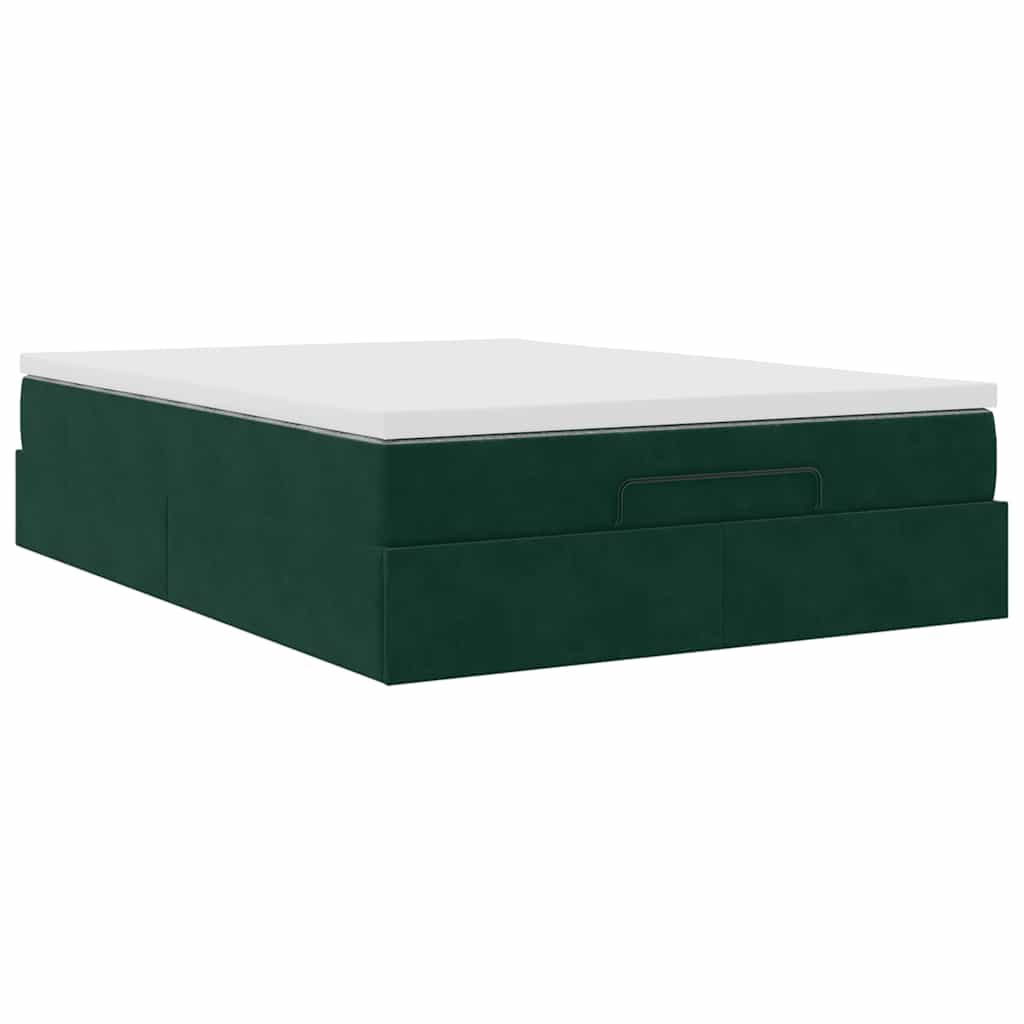 Ottoman bed met matras 140x190cm fluweel donkergroen is nu te koop bij PeponiXL, paradijselijk wonen!