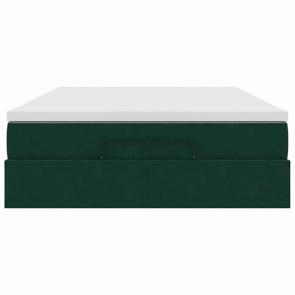 Ottoman bed met matras 140x190cm fluweel donkergroen is nu te koop bij PeponiXL, paradijselijk wonen!