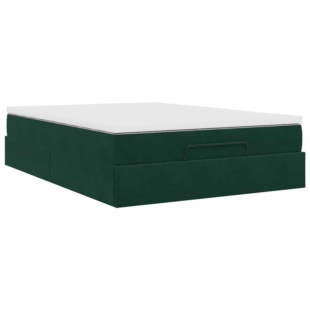 Ottoman bed met matras 140x190cm fluweel donkergroen is nu te koop bij PeponiXL, paradijselijk wonen!
