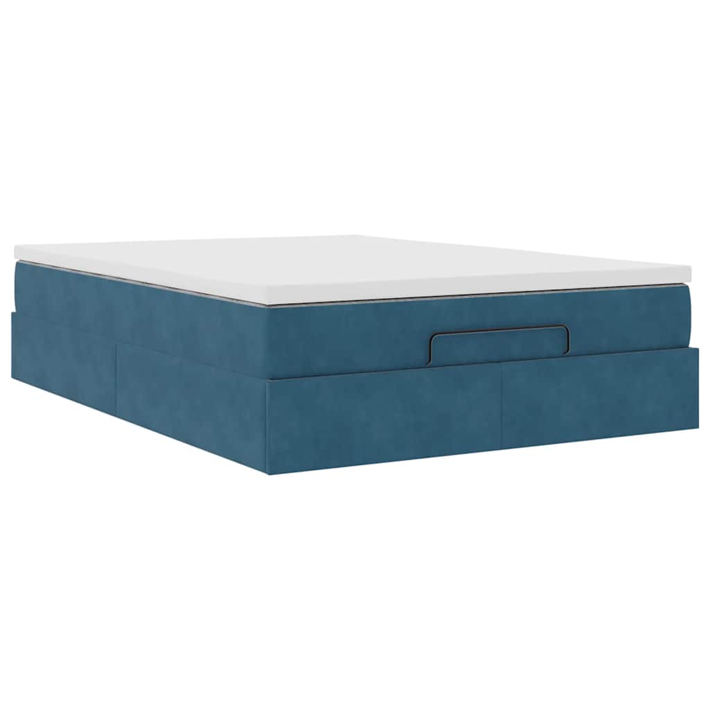 Ottoman bed met matras 140x190cm fluweel donkerblauw is nu te koop bij PeponiXL, paradijselijk wonen!