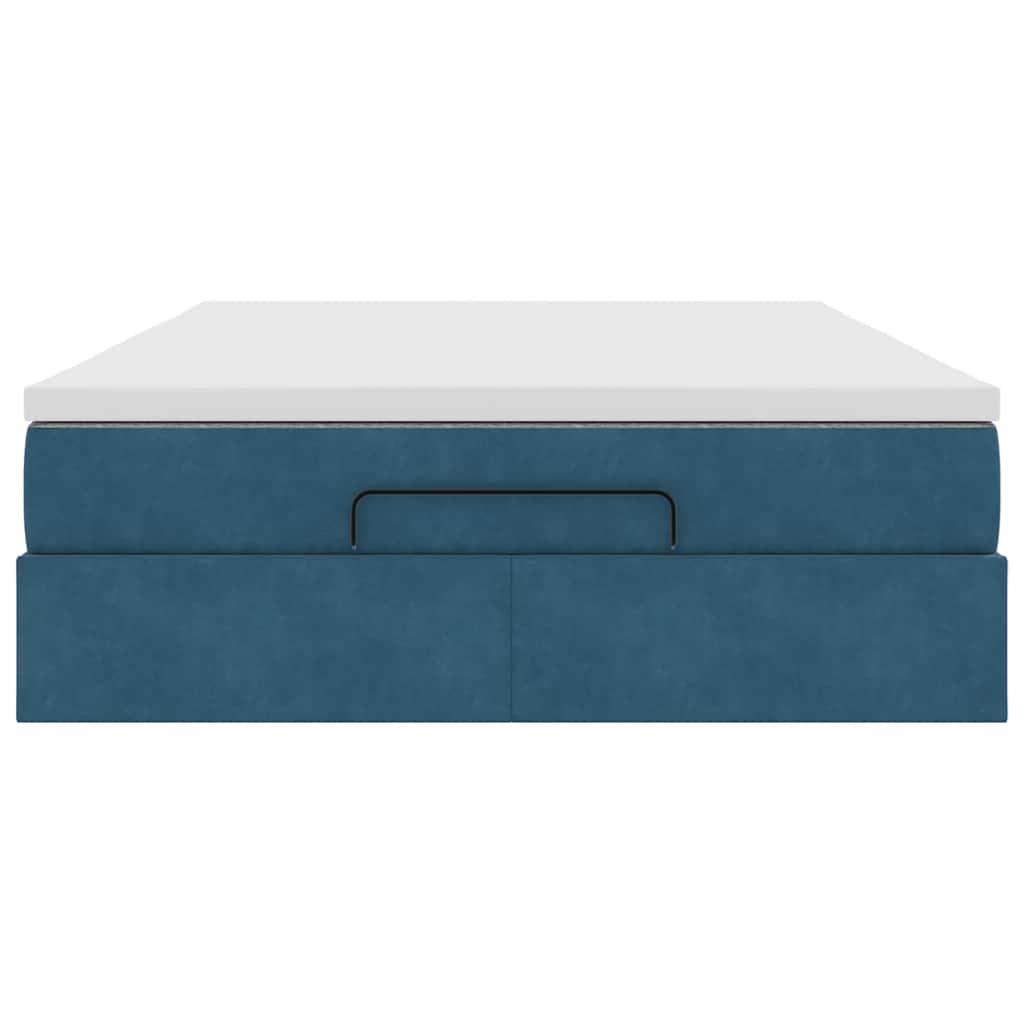 Ottoman bed met matras 140x190cm fluweel donkerblauw is nu te koop bij PeponiXL, paradijselijk wonen!