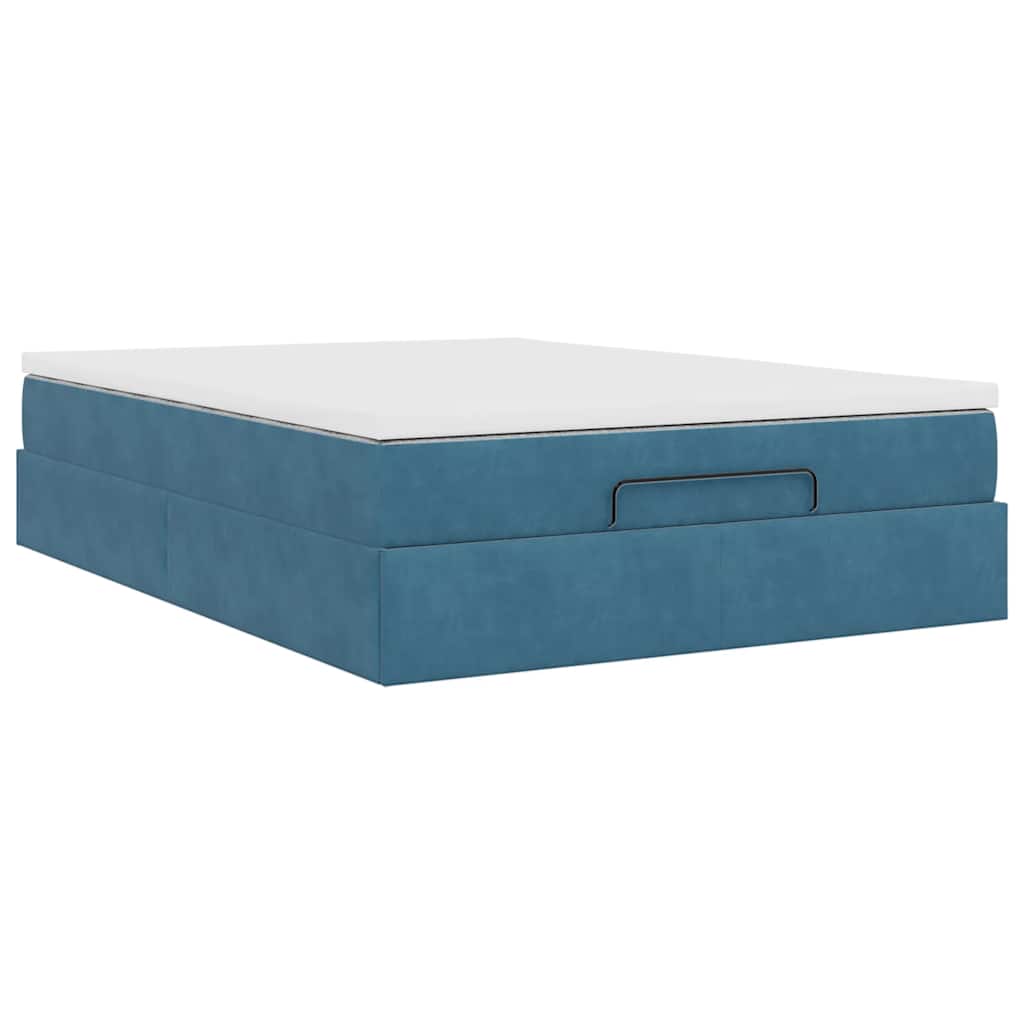 Ottoman bed met matras 140x190cm fluweel donkerblauw is nu te koop bij PeponiXL, paradijselijk wonen!